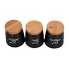 3Pcs Coffee Tea Sugar Container Set Bamboo Lid Durable Iron