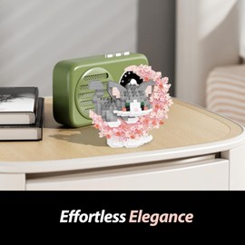 QISHOUTING Shorthair Cat Micro Building Blocks with Flowers for Kids 8 9 10+,Flowers Mini Building Set,Animal Micro Building Kits,Home Office Décor Gift for Adults and Teens