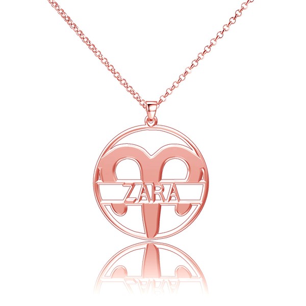 LoEnMe Jewelry Zodiac Signs Aries 925 Name Personalized Women Custom
