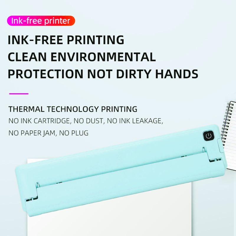 Thermal Printer A4 Mini Portable Wireless Handheld Bluetooth Inkless 200dpi