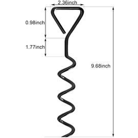 Trampoline Anchors Stakes Tent Garden Stake Heavy Duty Trampoline Parts Tent Canopies,Carports,Swing Sets Small Stake Corkscrew Shape Steel Stakes Anchor Kit,Bonus 4 Strong Belt,Black