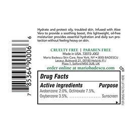 Mario Badescu Hidratante facial de aloe para mujeres y hombres con SPF 15, hidratante facial ideal para pieles mixtas, grasas o sensibles, crema facia