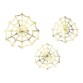 Mellilu Spider Web Gold Hallween Decoration, Pack of 3
