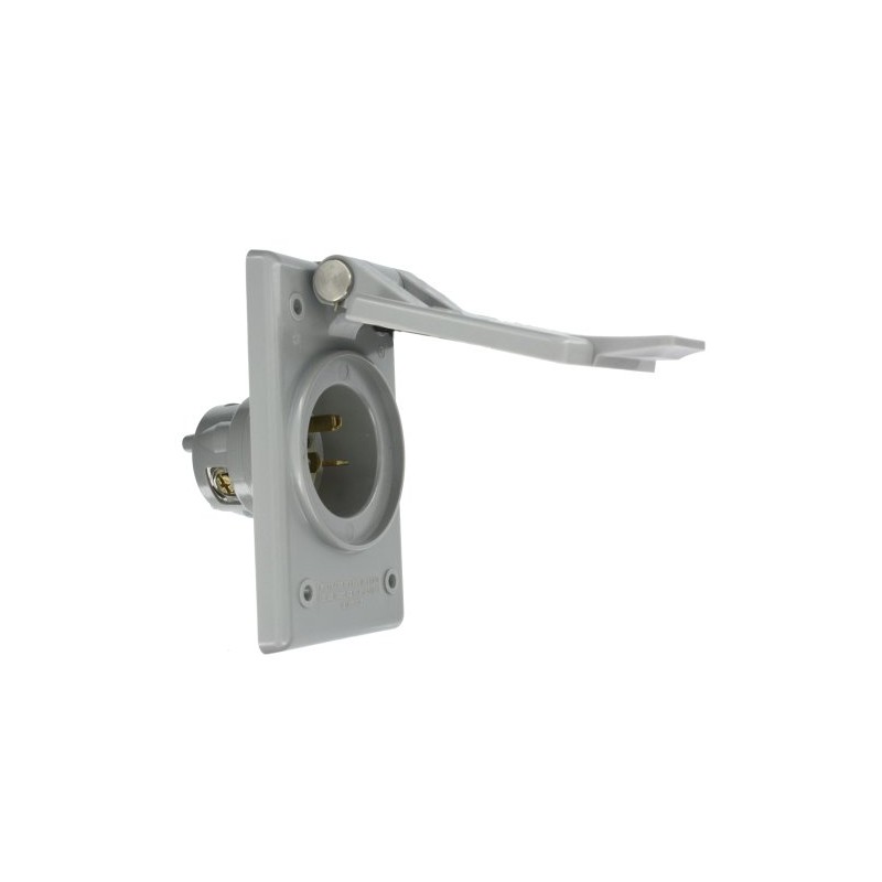 Leviton 20 Amp, 250 Volt, Power Inlet Receptacle, Straight Blade,