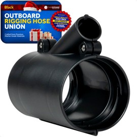 Five Oceans Outboard Rigging Hose Union with Fuel Port, Outboard Motor Rigging Sleeve Connector, Boat Rigging Tube for Cables and Fuel Lines Access, Black - FO4778