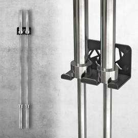 Kipika Versatile Wall Mounted Barbell Holder with 2-Hooks Storage Rack for Barbell Bars Holds Under 33mm Bar Size and Fitness Accessories Space-Efficient Gym Organization for Home & Commercial Use