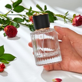 Yerpkefey 50ml/1.7 Oz Glass Spray Bottle Perfume Atomizer,Round Glass Perfume Travel Refillable Spray Bottle Empty with 3 Kinds of Dispenser (Clear2)