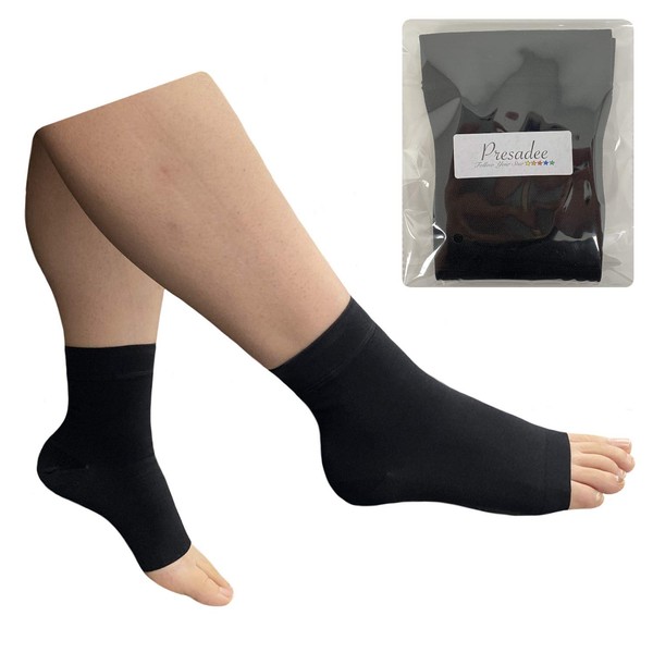 Presadee Ankle 20-30 mmHg Firm Compression Swelling Circulation Open Toe Sleeve (Black, 5X-Large)