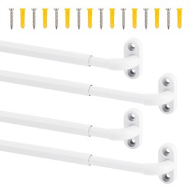 TYRON 4 Pack Screwed Sash Curtain Rod Adjustable 18-30 Inch, 3/8 In. Diameter, French Door Curtain Rods (White)