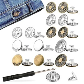 Botones Para Jeans De Metal Desmontables, 24 Pack Botones Instantáneos De Ajuste Perfecto, 10 Estilos, No Requiere Costura, Con Destornillador, Para Ajuste De Cintura De Pantalones