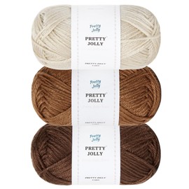 Pretty Jolly 3 Skeins Soft Wool Yarn Glossy Wool Blend Yarn for Crochet Knitting Sport Weight Yarn for DIY Craft(3×50g/3×100m)(Brown Department)