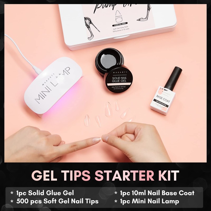 Makartt Nail Tips and Glue Gel kit, Solid Nail Glue