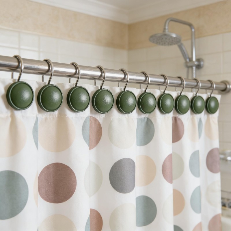 Green Round Shower Curtain Rings Set of 12 Green Round