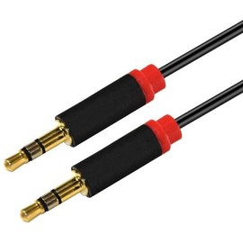 Astrotek Stereo 3.5 mm Flat Cable Male to Male Black with Red Mold, 2 Meter