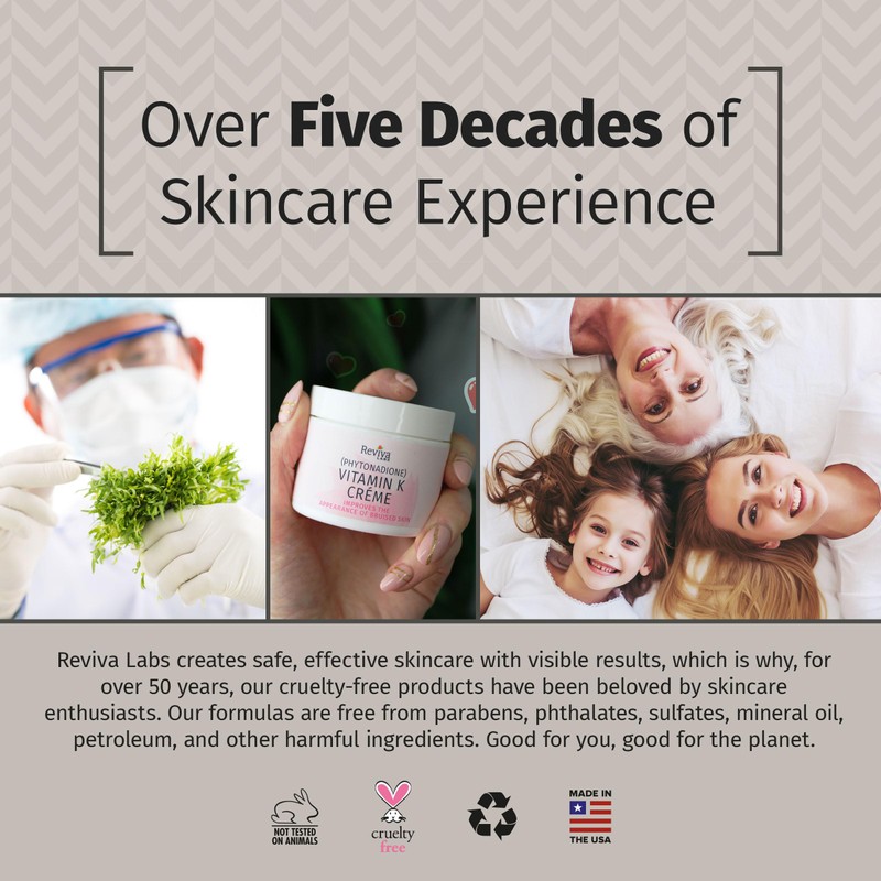 Reviva Labs Vitamin K Crème for Bruising, Under-Eye Dark Circles,