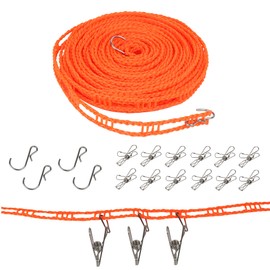 Mastiff Gears® Camping Lanyard 33 FT Campsite Storage Strap with 12 Clip Loops & 4 Hooks Camp Hanging Rope Clothesline for Camping Equipment Gear Hanging Rope for Travel, Camping, Picnic or Home Use