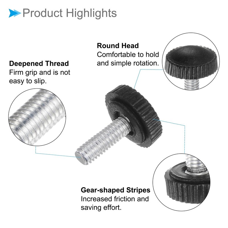 CoCud Thumb Screw Knurled Knobs, M4 x 12mm Male Thread,