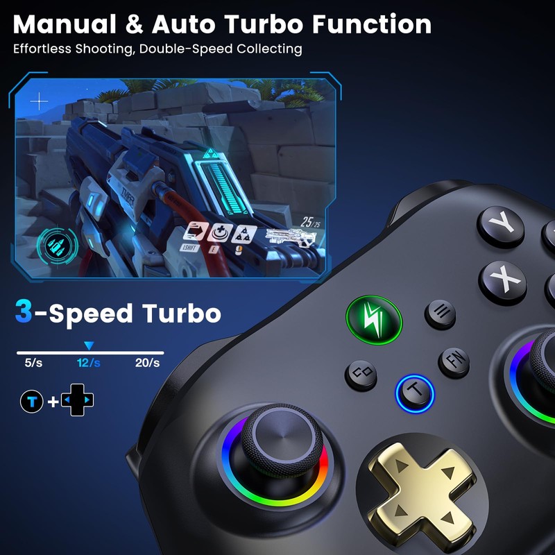 Wireless PC Gaming Controller - Hall Effect Joystick - No