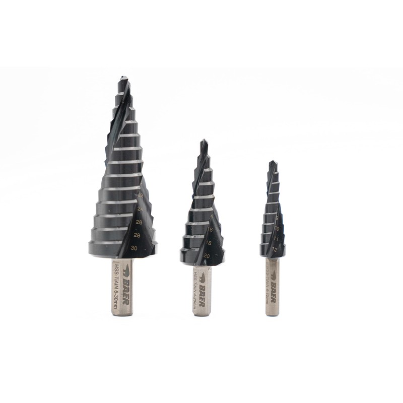 BAER Step Drill Bit Set 4-30 mm (4-12) (4-20) (6-30),
