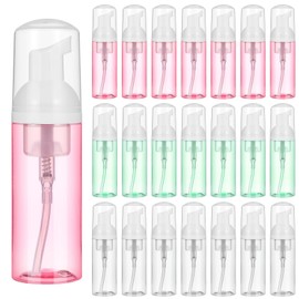 18 Pcs Travel Foam Pump Bottles, 60ml/2oz Soap Foam Bottle Small Size Mousse Leak-Proof Dispenser for Hand Soap Shampoo Lotion Compact & Portable (Red Green Transparent)