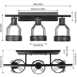 Gladfresit Industrial Bathroom Vanity Light Plug in 3 Lights Retro Cage Wall Sconce with Cord Metal Shade Vintage Wall Lights Fixtures for Indoor Home Dressing Table Mirror Cabinet (Bulb Not Included)