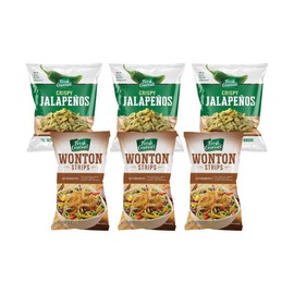 Fresh Gourmet Crispy & Crunchy Snack and Salad Topper Variety Pack - Includes Lightly Salted Crispy Jalapeños and Garlic Ginger Wonton Strips, Perfect for Adding a Flavorful Crunch to Salads, Snacks, and More (2-Pack)