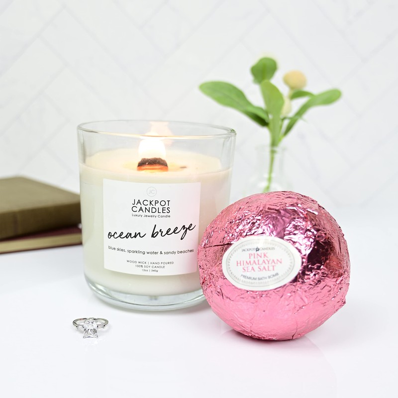 Ocean Breeze Candle with Ring Inside (Surprise Jewelry Valued at
