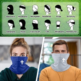 Jeyiour 4 Pack Christian Neck Gaiter Summer SPF Cross Face Mask Cooling Bandanas Breathable Neck Protection from Sun Workout Face Scarf Cover Balaclava for Men Women Hot Weather Sport