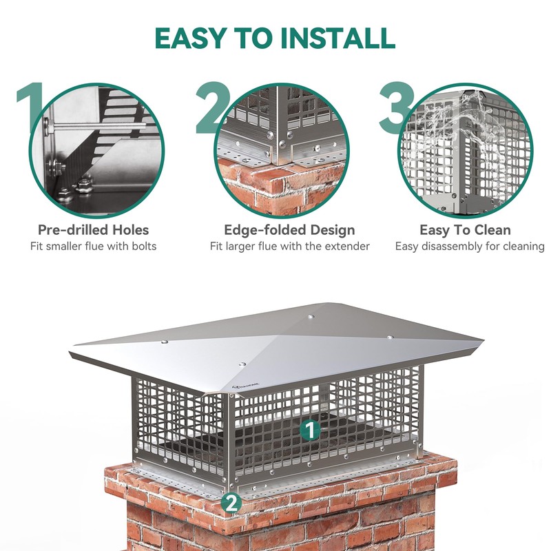 YITAHOME Chimney Cap, 13" x 21" Chimney Cover for Outside,