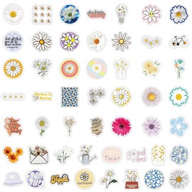 GofuSQ Store Daisy Flower Chrysanthemum 50 Pcs Floral Plants Vinyl Waterproof Decals Stickers for Waterbottle Laptop Guitar Snowboard Bicycle Luggage Scrapbook, Gift Pack for Boys Girls Women Teens