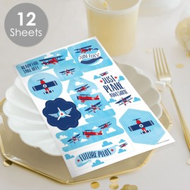 Big Dot of Happiness Taking Flight - Airplane - Vintage Plane Baby Shower or Birthday Party Favor Sticker Set - 12 Sheets - 120 Stickers