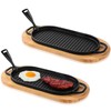 Yiyiring 2 Sets Cast Iron Fajita Skillet Pan Set Sizzling