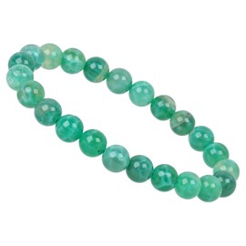 Eledoro PowerBead, Women’s Stretch Bead Bracelet, Made of 8 mm Gemstone Beads, 17 - 18 cm, gemstone, Green