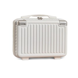 Balakaka Hard Shell Cosmetic Case for Women Girls, Makeup Travel Case with Elastic Band and Soft Handle, Portable Waterproof ABS Beauty Case for Skin Care, White