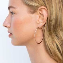 day.berlin Women's Drop Earrings (Pack of 2) Stainless steel hoop earrings, 3 cm diameter, silver, gold and rose., Stainless Steel, Rose-Gold