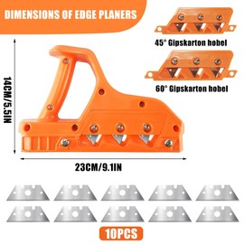 Plasterboard Cutter with 10 Blades, Hand Plane for Cutting Plasterboard, Edge Planer for Plasterboard, Rigypsum Tool Edge Planer, with 45° and 60° Hand Planer, for Cork Board, Plasterboard