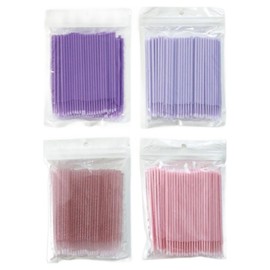 Shozzle Micro Mini Cotton Swab 400 Set Thin Brush Ultra-fine Work Eyelash Extensions, 4 Sets, 100 Pieces / 쇼즐 마이크로 미니 면봉 400set 얇은 브러쉬 초미세 작업 속눈썹연장, 4세트, 100개입