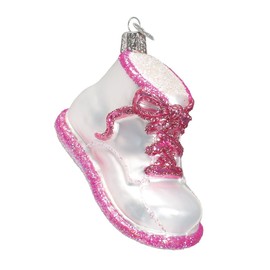 Old World Christmas Ornaments Pink Baby Shoe Glass Blown Ornaments for Christmas Tree