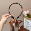 Braided Chain Hairband with Ribbon Scarf Headband Orange 2ea