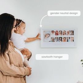 Pearhead My First Year Photo Moments, Baby's First Twelve Months Photo Collage and Gender Neutral Keepsake, Ideal for Baby Shower, New Mom Gift and Nursery Decor, 13 Photo Inserts, Beige Mat