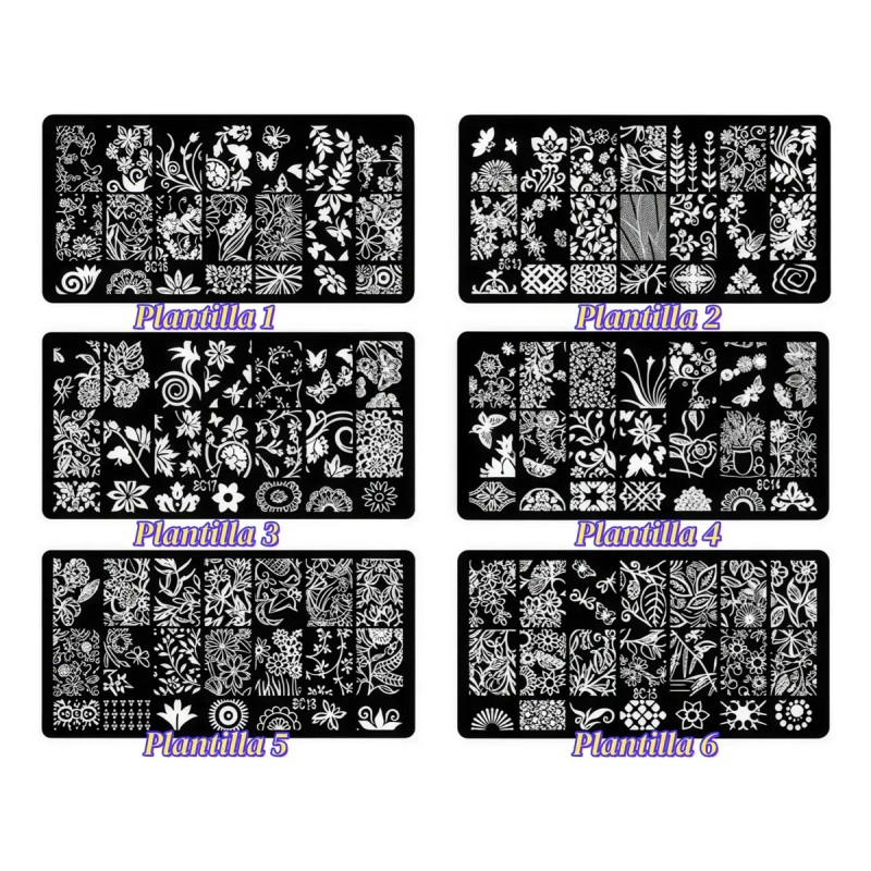 Estampas Sello Uñas: 9 Plantillas+sello+raspador+bolsa Láser