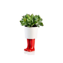 bitten Rubber Boots Mini Flower Pot in Red