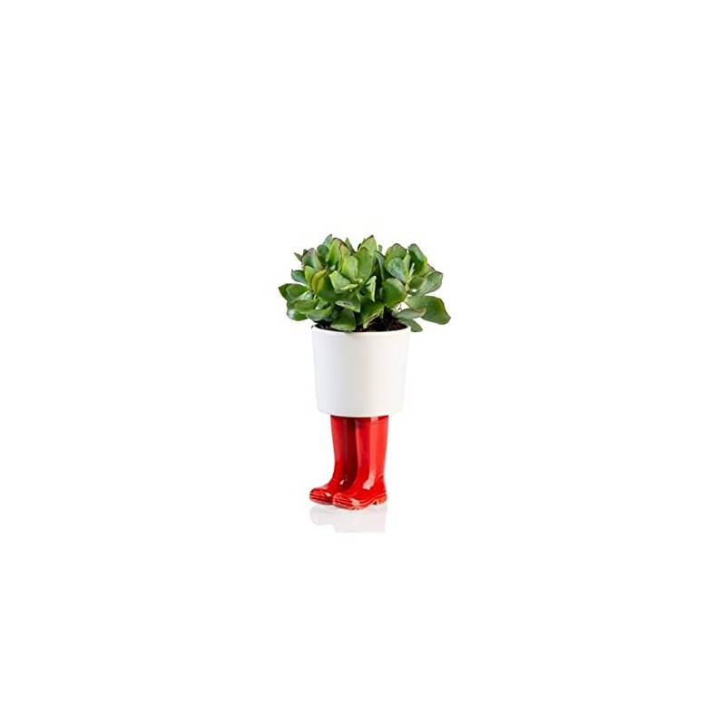 bitten Rubber Boots Mini Flower Pot in Red