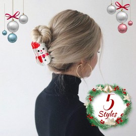 Christmas Hair Accessories for Woman and Girls Christmas Cartoon Cute Christmas Christmas Snowman Small Claw Clips Hair Claw Accessories Nonslip Hair Barrettes Decoration（5PCS）
