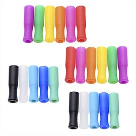 Mini Skater 22Pcs Multi Color Food Grade Silicone Straw Tips Covers Anti-scald/Cold Straws Cover for 1/4 Inch Wide (6MM OD) Stainless Steel Straws,11 Colors