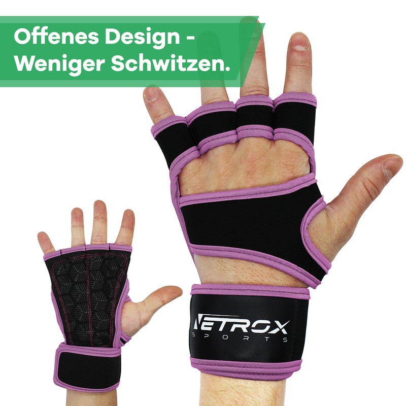 NetroxSports® Training Gloves with Wrist Bandage for Strength Training, Bodybuilding