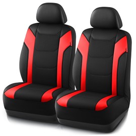 Rubbermaid Leather Car Seat Cover – Universal Front Seat Cover, Airbag Compatible, Easy to Install, Water-Resistant and Durable Automotive Seat Cover for Cars, Trucks, SUVs, Vans – Red