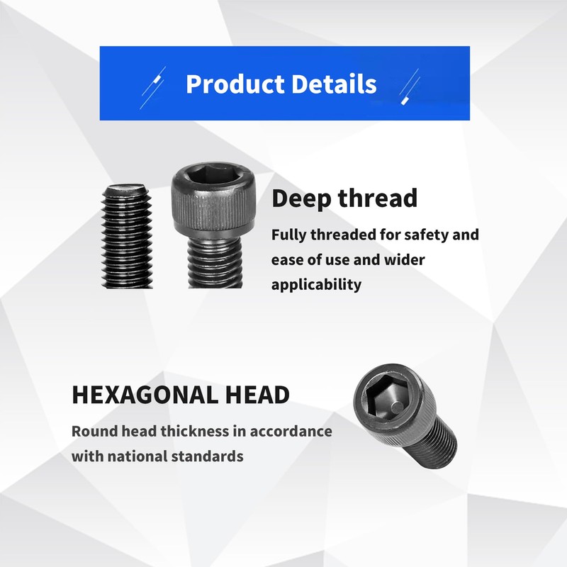 440 Pieces M3 Screw Set, Black Hex Bolts with Nuts