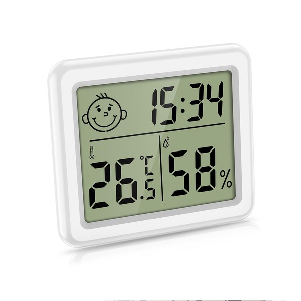 Ankilo Digital Thermometer Hygrometer with Clock, Indoor Portable Large Screen
