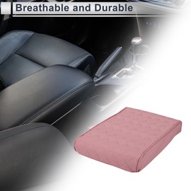 X AUTOHAUX Car Center Console Cover Car Armrest Cover 12.6"x8.66"x2.36" Pink Nappa Leather Memory Foam